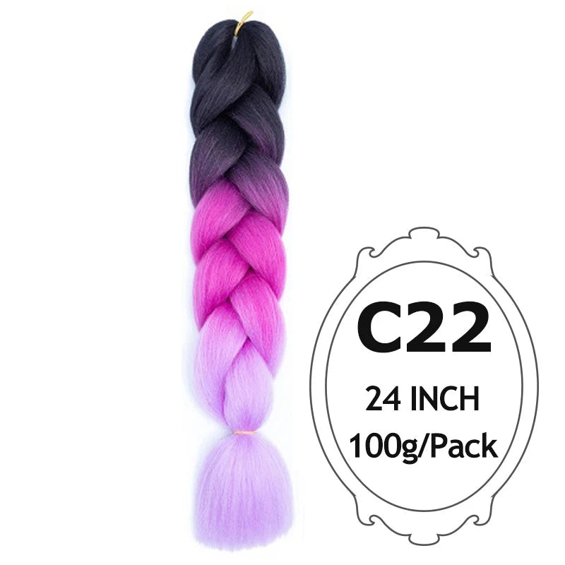 24 Inch Ombre Jumbo Braiding Hair – 5 Packs Yaki Texture Synthetic Extensions for Box Braids