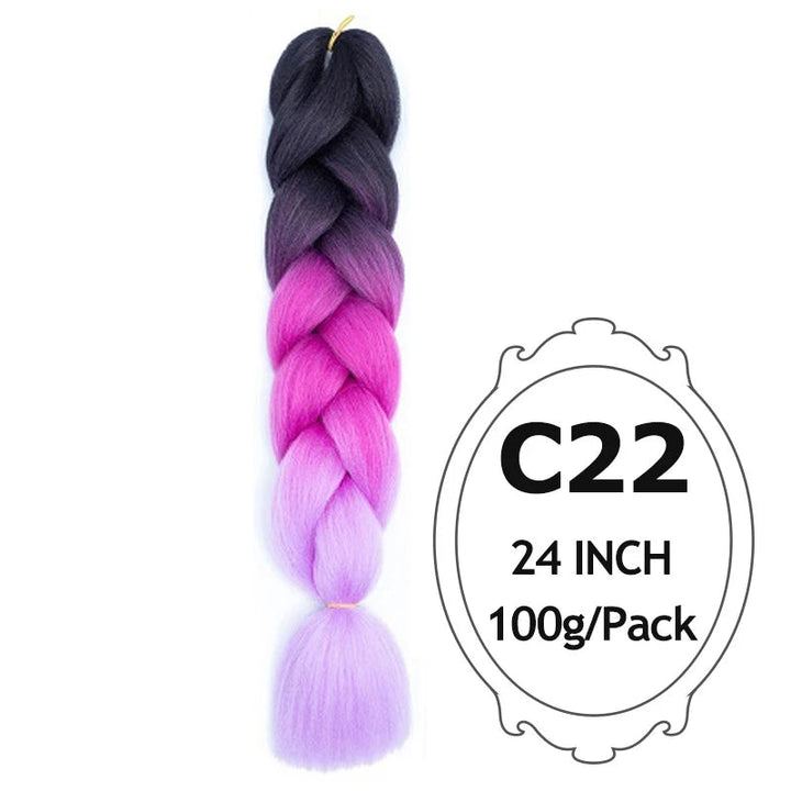 Synthetic Braiding Hair Extensions – Ombre Jumbo Braid Hair for Women, Wholesale DIY Hairstyle (Pink, Purple, Yellow)