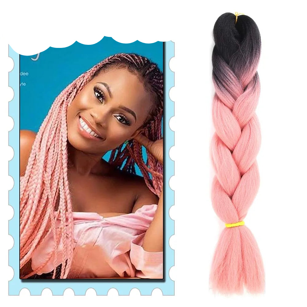 Braiding Hair Extensions for Women 4 Packs 24Inch High Temperature Ombre Jumbo Synthetic Braiding Hair for Twist Crochet Braids