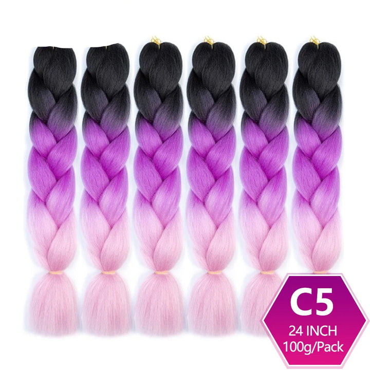 6 Packs 24 Inch Ombre Jumbo Braiding Hair – High-Temperature Synthetic Extensions for Twist & Crochet Braids