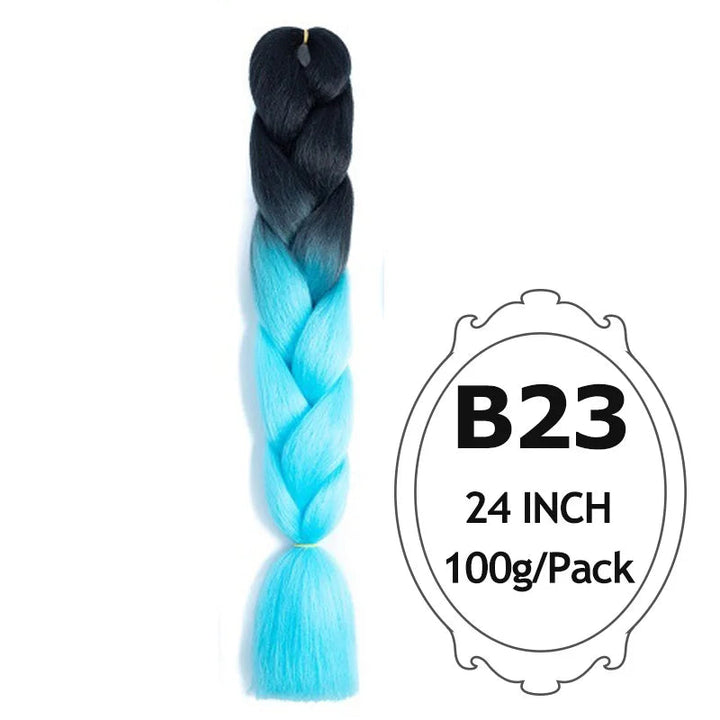 24 Inch Ombre Jumbo Braiding Hair – 5 Packs Yaki Texture Synthetic Extensions for Box Braids