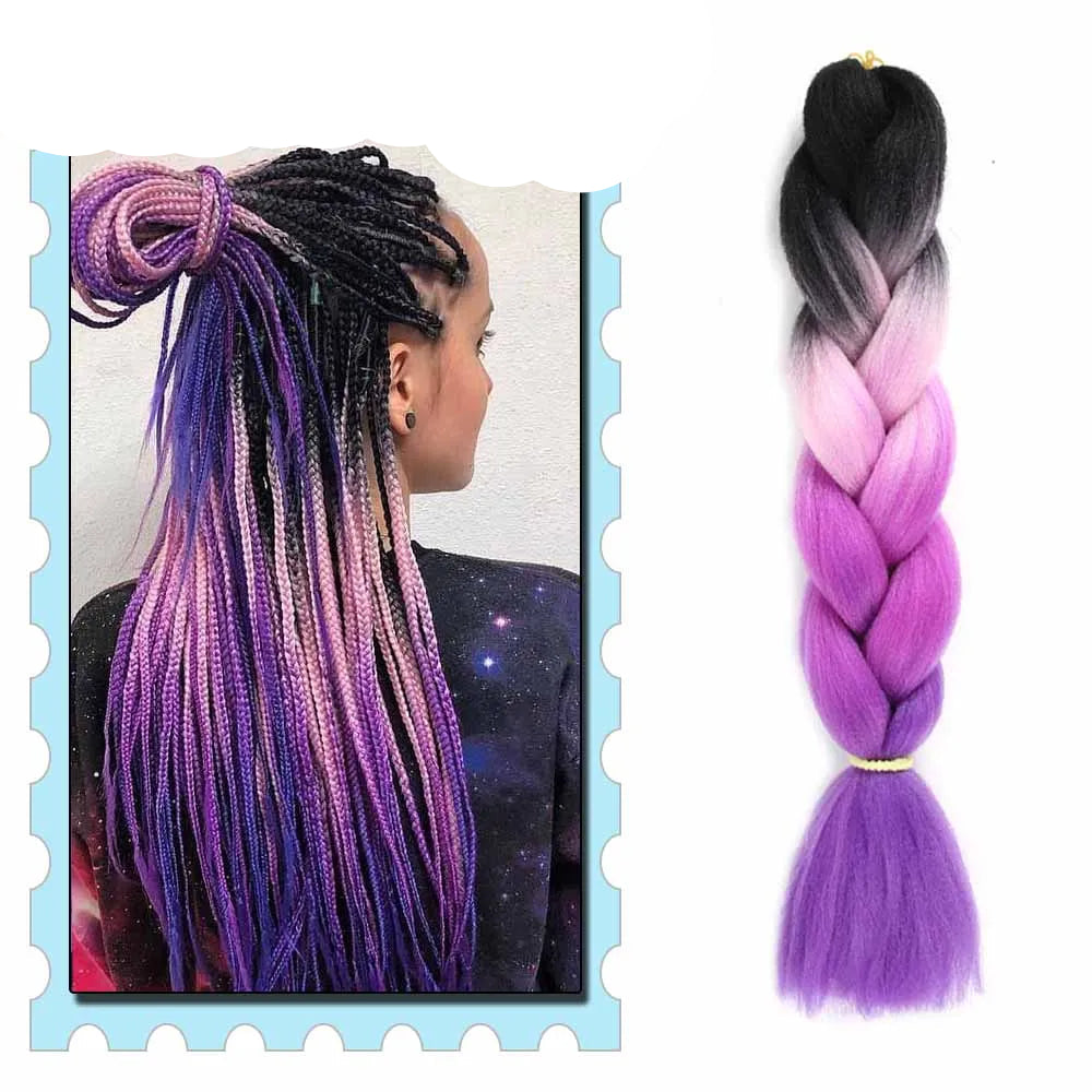 Braiding Hair Extensions for Women 4 Packs 24Inch High Temperature Ombre Jumbo Synthetic Braiding Hair for Twist Crochet Braids