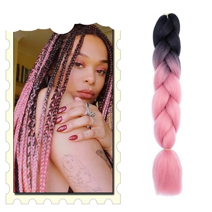 Synthetic Braiding Hair Extensions – Ombre Jumbo Braid Hair for Women, Wholesale DIY Hairstyle (Pink, Purple, Yellow)