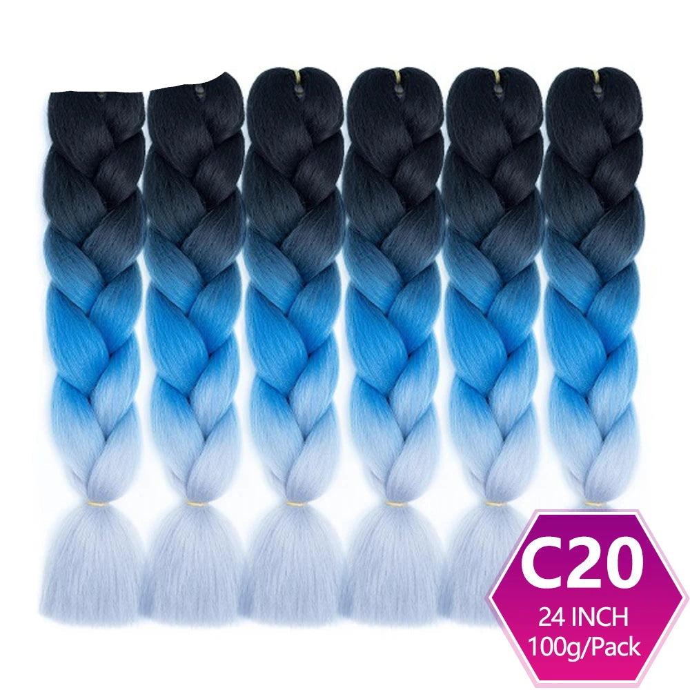 6 Packs 24 Inch Ombre Jumbo Braiding Hair – High-Temperature Synthetic Extensions for Twist & Crochet Braids