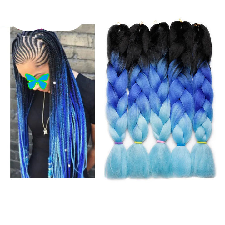 24 Inch Ombre Jumbo Braiding Hair – 5 Packs Yaki Texture Synthetic Extensions for Box Braids