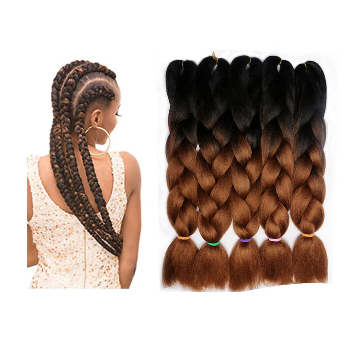 Hair extensions with a woman's braided hair 