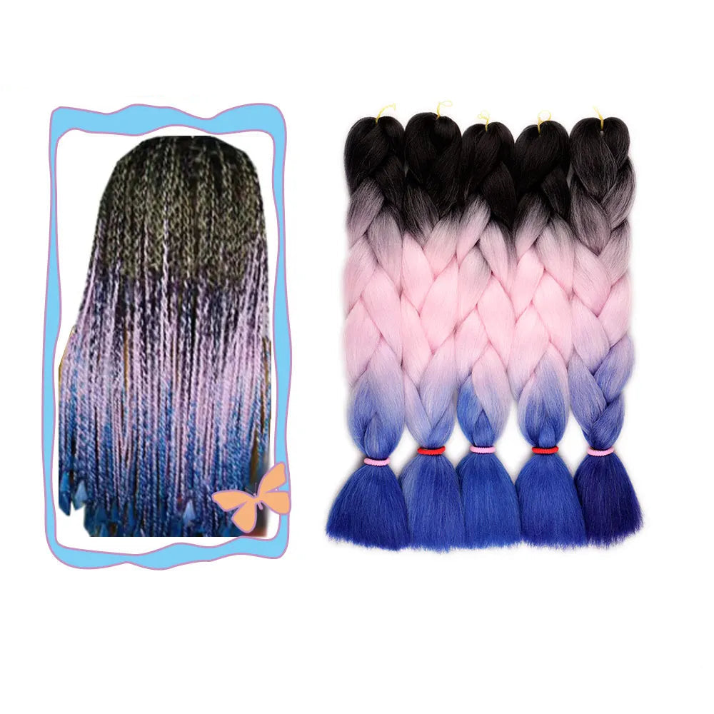 24 Inch Ombre Jumbo Braiding Hair – 5 Packs Yaki Texture Synthetic Extensions for Box Braids
