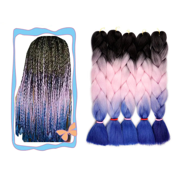 24 Inch Ombre Jumbo Braiding Hair – 5 Packs Yaki Texture Synthetic Extensions for Box Braids