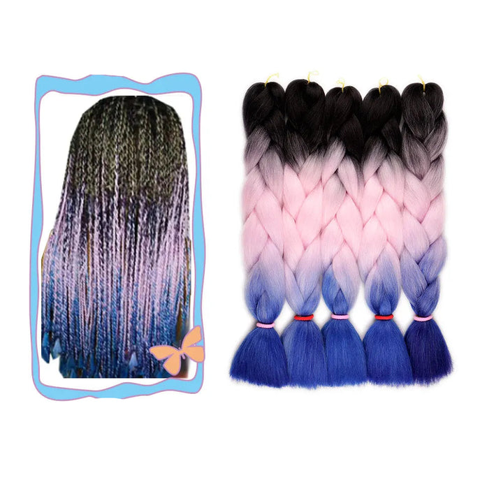 Ombre braided hair extensions with a mirror reflection 