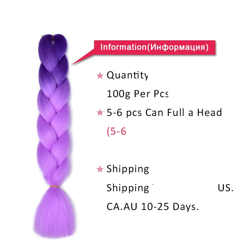 Synthetic 24 Inch 100g Ombre Jumbo Braiding Hair – Kanekalon Twist Extensions