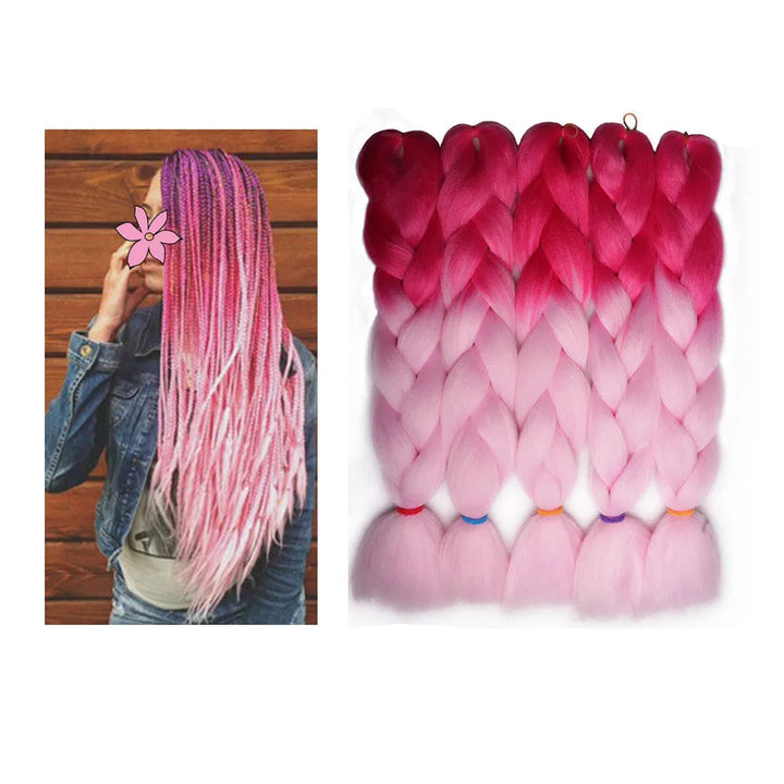 24 Inch Ombre Jumbo Braiding Hair – 5 Packs Yaki Texture Synthetic Extensions for Box Braids