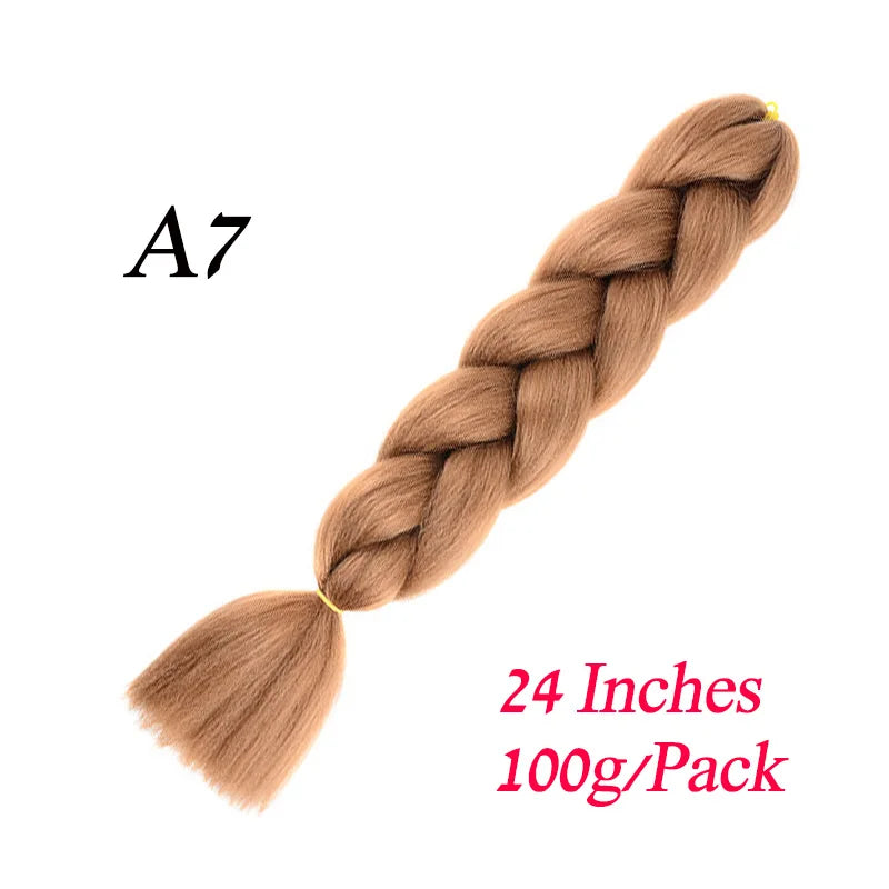 24 Inch Synthetic Ombre Jumbo Braiding Hair – DIY Braid Extensions for Women (Purple/Pink/Yellow/Red)