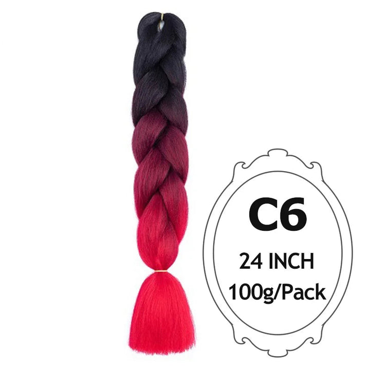 24 Inch Ombre Jumbo Braiding Hair – 5 Packs Yaki Texture Synthetic Extensions for Box Braids