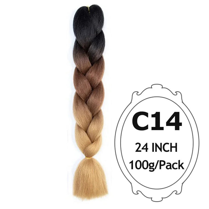 Synthetic Braiding Hair Extensions – Ombre Jumbo Braid Hair for Women, Wholesale DIY Hairstyle (Pink, Purple, Yellow)