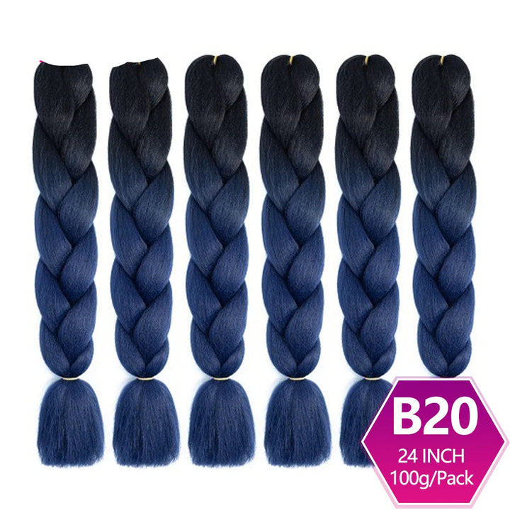 6 Packs 24 Inch Ombre Jumbo Braiding Hair – High-Temperature Synthetic Extensions for Twist & Crochet Braids