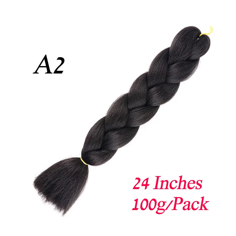 24 Inch Synthetic Ombre Jumbo Braiding Hair – DIY Braid Extensions for Women (Purple/Pink/Yellow/Red)
