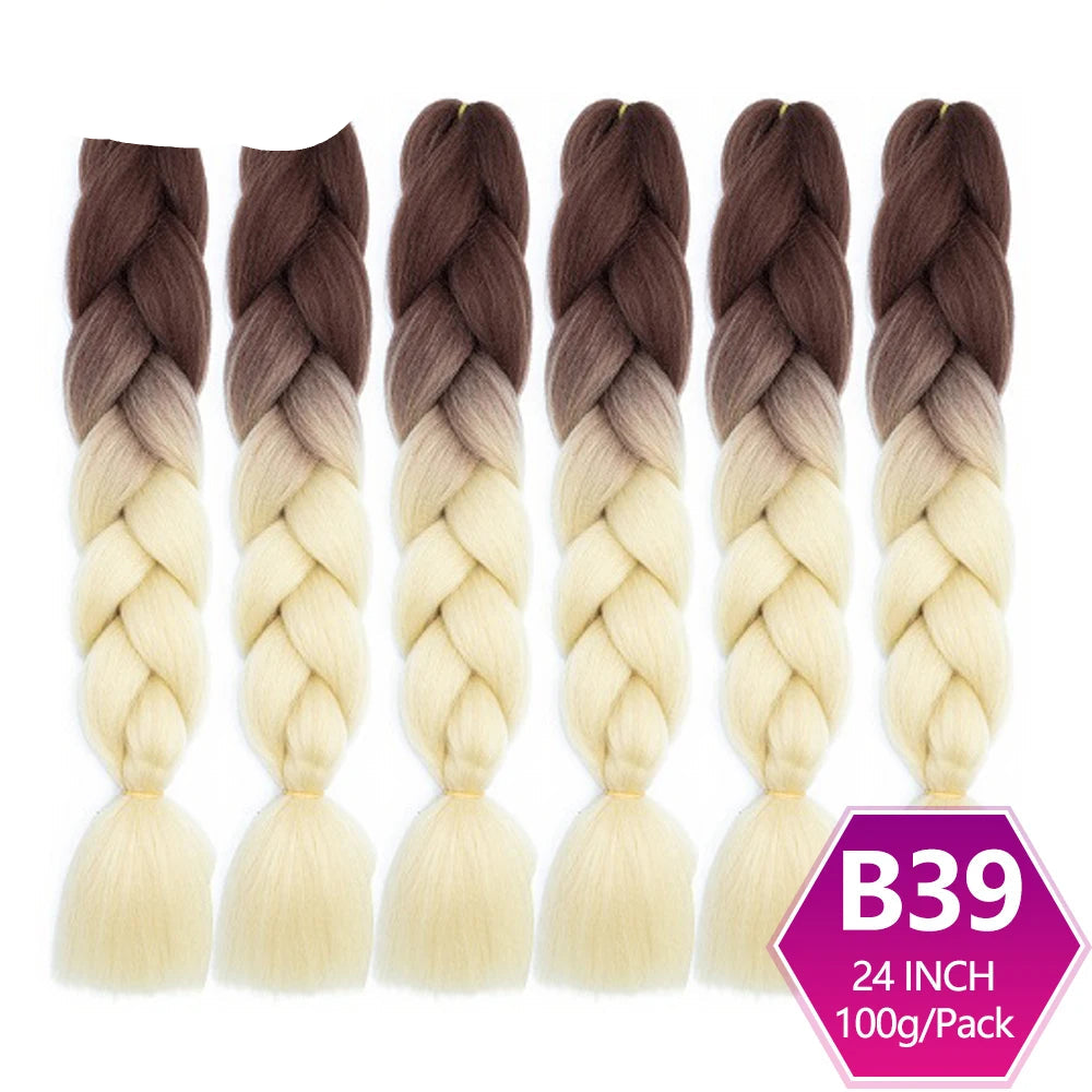 6 Packs 24 Inch Ombre Jumbo Braiding Hair – High-Temperature Synthetic Extensions for Twist & Crochet Braids