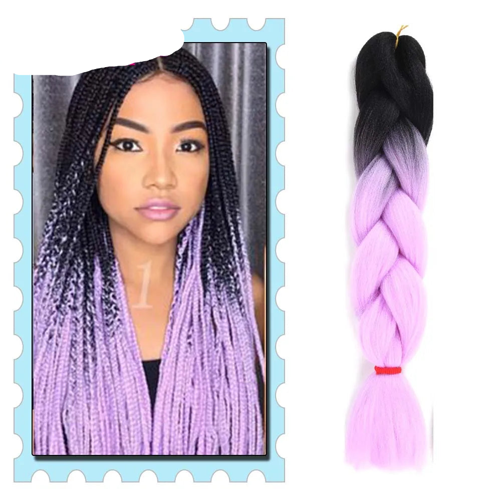 Synthetic Braiding Hair 24 Inch – Kanekalon Ombre Pre-Stretched Jumbo Braids
