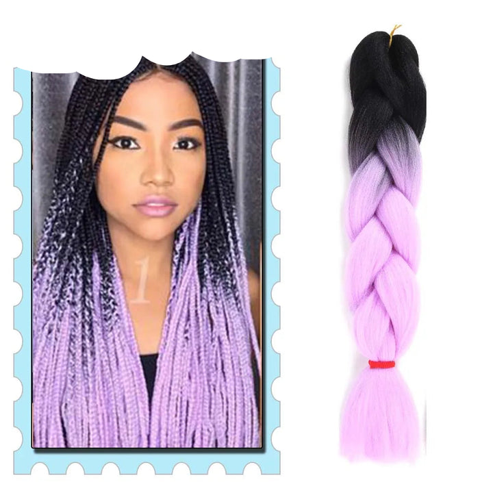 Braiding Hair Extensions for Women 4 Packs 24Inch High Temperature Ombre Jumbo Synthetic Braiding Hair for Twist Crochet Braids