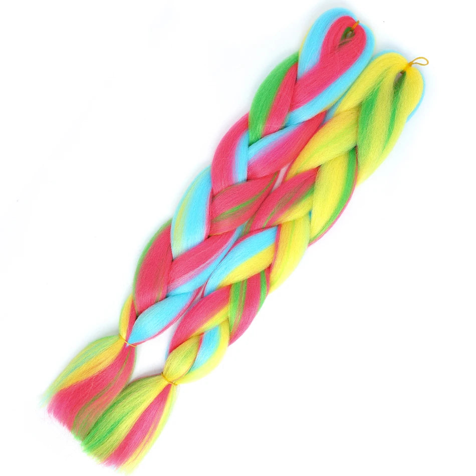 24 Inch Jumbo Braiding Hair – 100g Synthetic Ombre Multi-Color Braids Extension 454