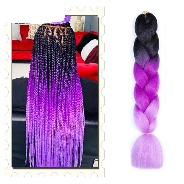 Purple and black braided hair extensions 
