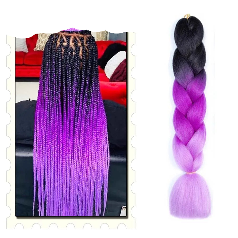 Synthetic Braiding Hair Extensions – Ombre Jumbo Braid Hair for Women, Wholesale DIY Hairstyle (Pink, Purple, Yellow)