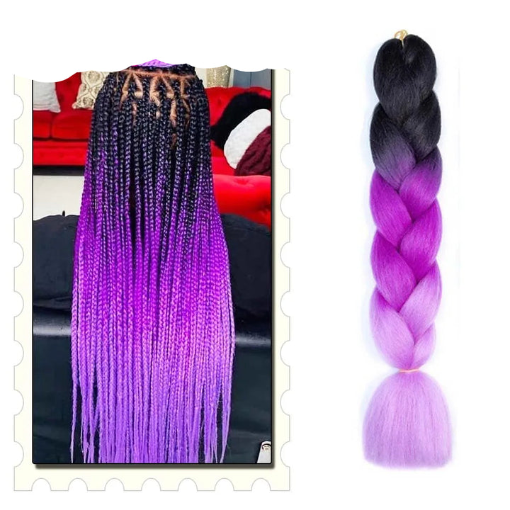 Synthetic Braiding Hair Extensions – Ombre Jumbo Braid Hair for Women, Wholesale DIY Hairstyle (Pink, Purple, Yellow)