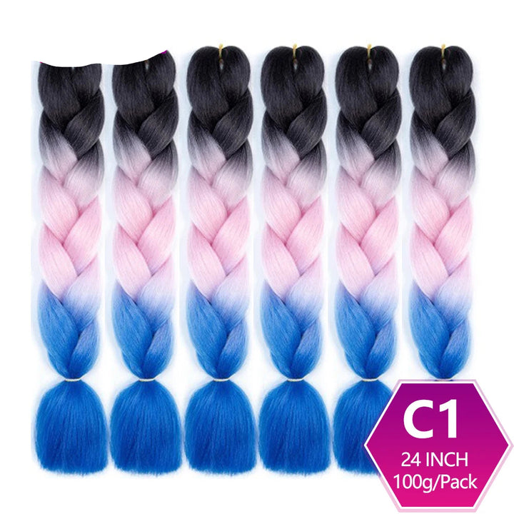 6 Packs 24 Inch Ombre Jumbo Braiding Hair – High-Temperature Synthetic Extensions for Twist & Crochet Braids