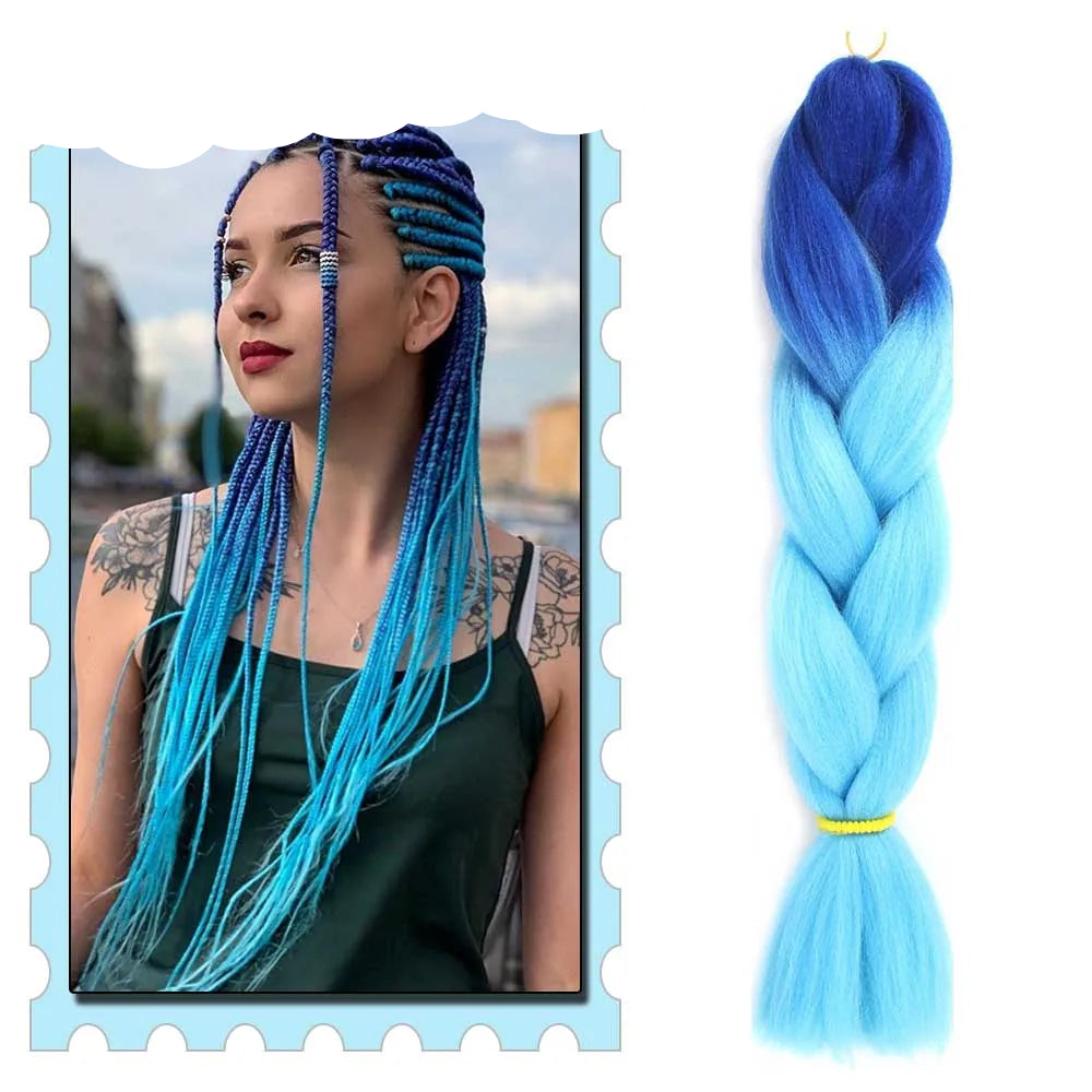 Braiding Hair Extensions for Women 4 Packs 24Inch High Temperature Ombre Jumbo Synthetic Braiding Hair for Twist Crochet Braids
