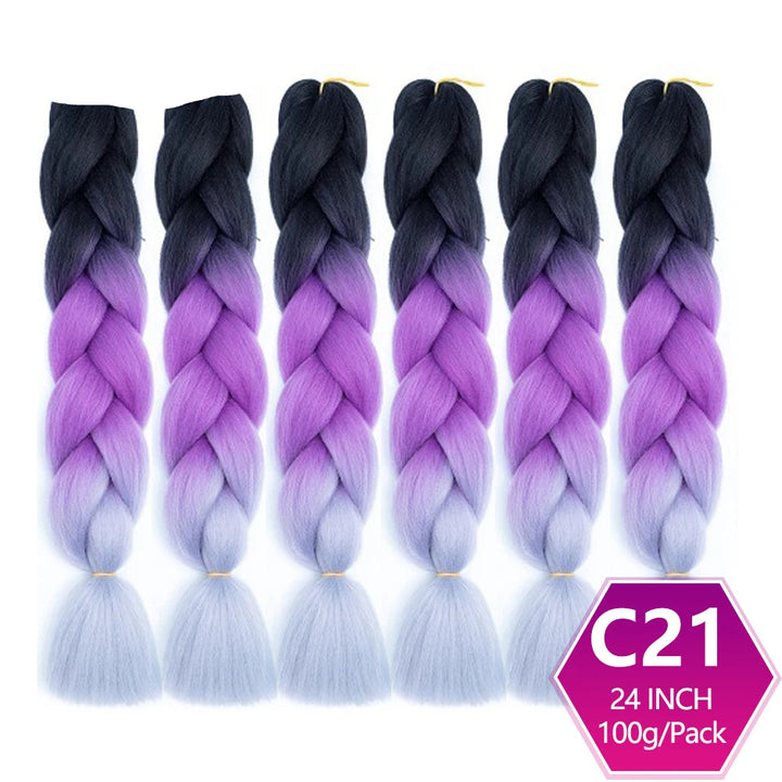 6 Packs 24 Inch Ombre Jumbo Braiding Hair – High-Temperature Synthetic Extensions for Twist & Crochet Braids