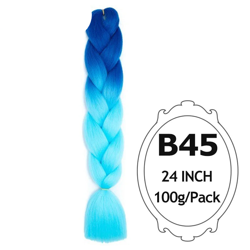 24 Inch Ombre Jumbo Braiding Hair – 5 Packs Yaki Texture Synthetic Extensions for Box Braids