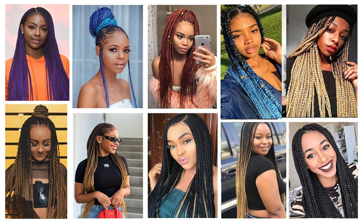 Collage of women with various styled hair in different settings