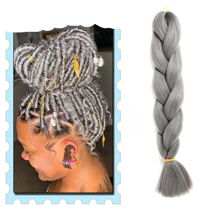 Braiding Hair Extensions for Women 4 Packs 24Inch High Temperature Ombre Jumbo Synthetic Braiding Hair for Twist Crochet Braids