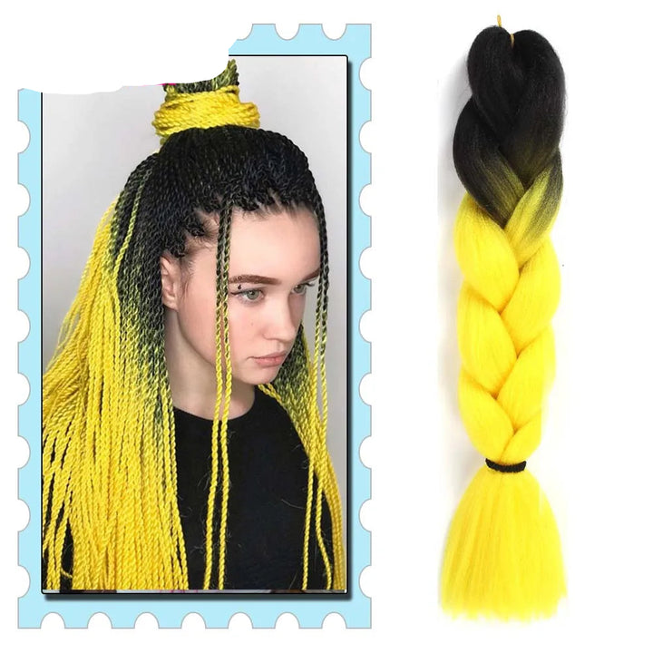 Synthetic Braiding Hair 24 Inch – Kanekalon Ombre Pre-Stretched Jumbo Braids
