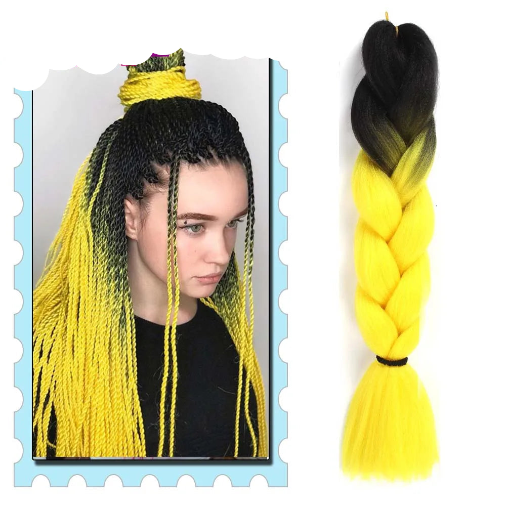 Braiding Hair Extensions for Women 4 Packs 24Inch High Temperature Ombre Jumbo Synthetic Braiding Hair for Twist Crochet Braids
