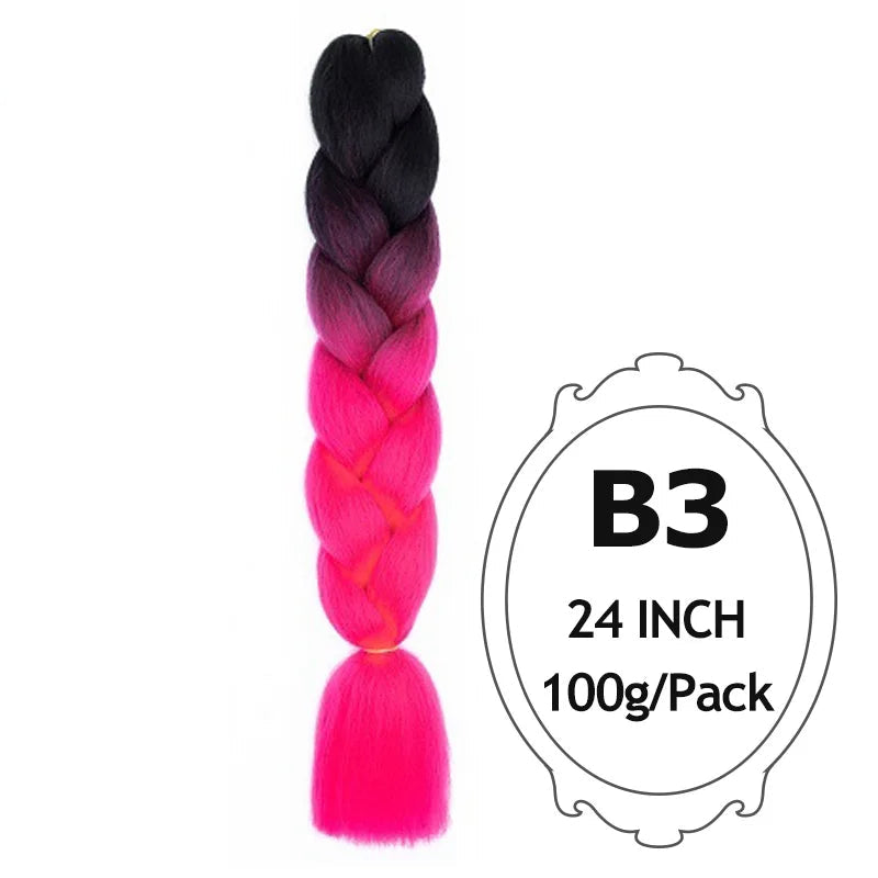 Synthetic Braiding Hair Extensions – Ombre Jumbo Braid Hair for Women, Wholesale DIY Hairstyle (Pink, Purple, Yellow)
