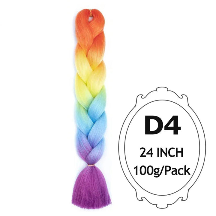 24 Inch Ombre Jumbo Braiding Hair – 5 Packs Yaki Texture Synthetic Extensions for Box Braids