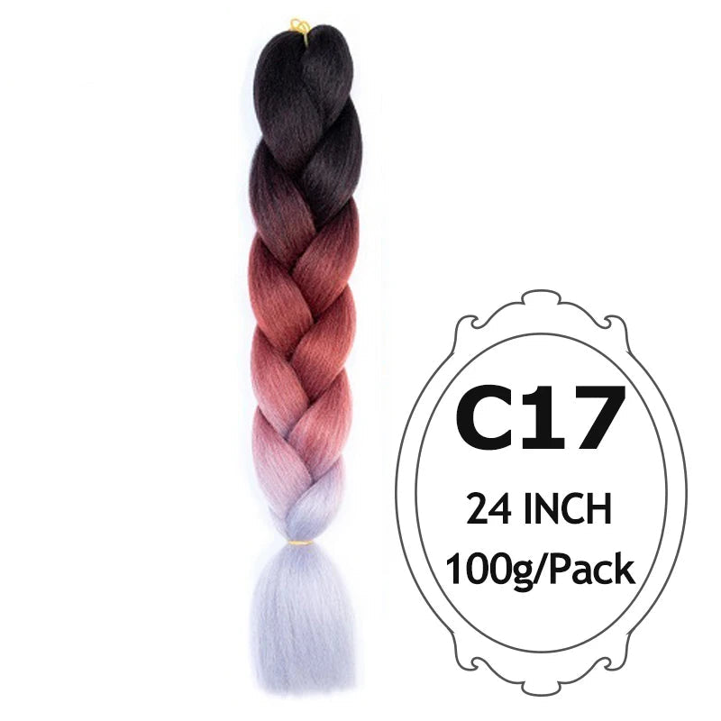 Braided hair extension with color code C17 and product details on a white background