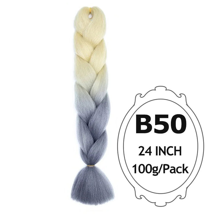 Synthetic Braiding Hair Extensions – Ombre Jumbo Braid Hair for Women, Wholesale DIY Hairstyle (Pink, Purple, Yellow)