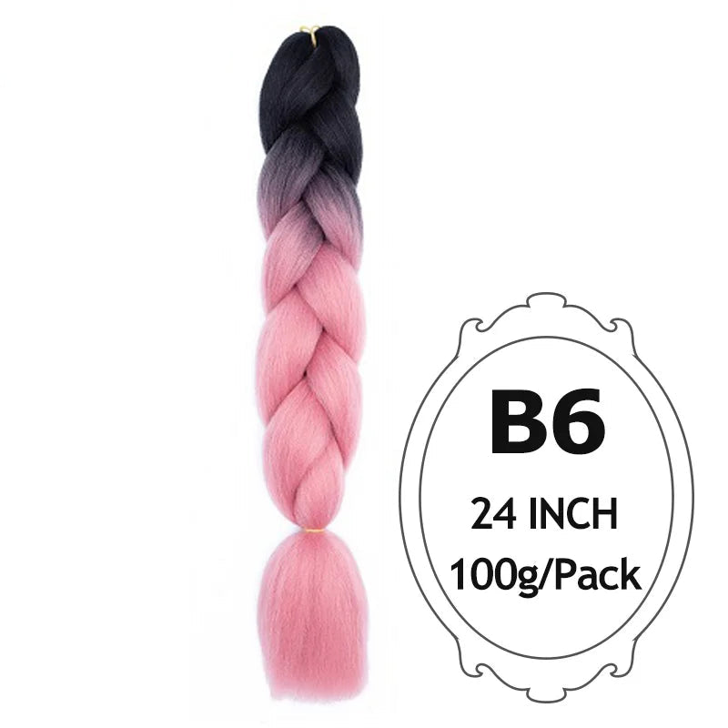 24 Inch Ombre Jumbo Braiding Hair – 5 Packs Yaki Texture Synthetic Extensions for Box Braids