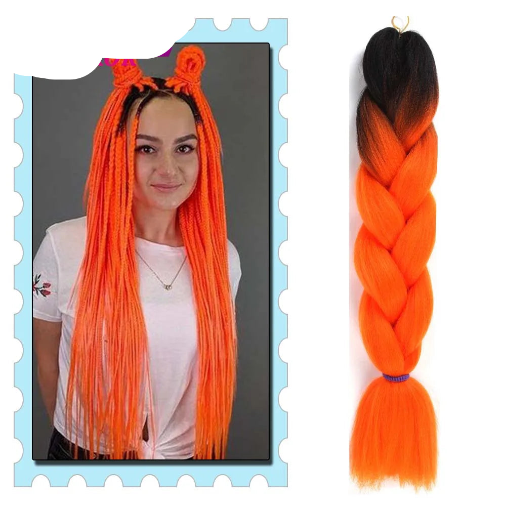 Braiding Hair Extensions for Women 4 Packs 24Inch High Temperature Ombre Jumbo Synthetic Braiding Hair for Twist Crochet Braids