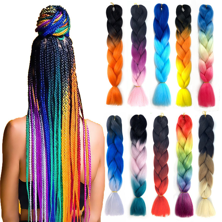 Synthetic Jumbo Braiding Hair Extensions – Yaki Texture Ombre Black Blue 33
