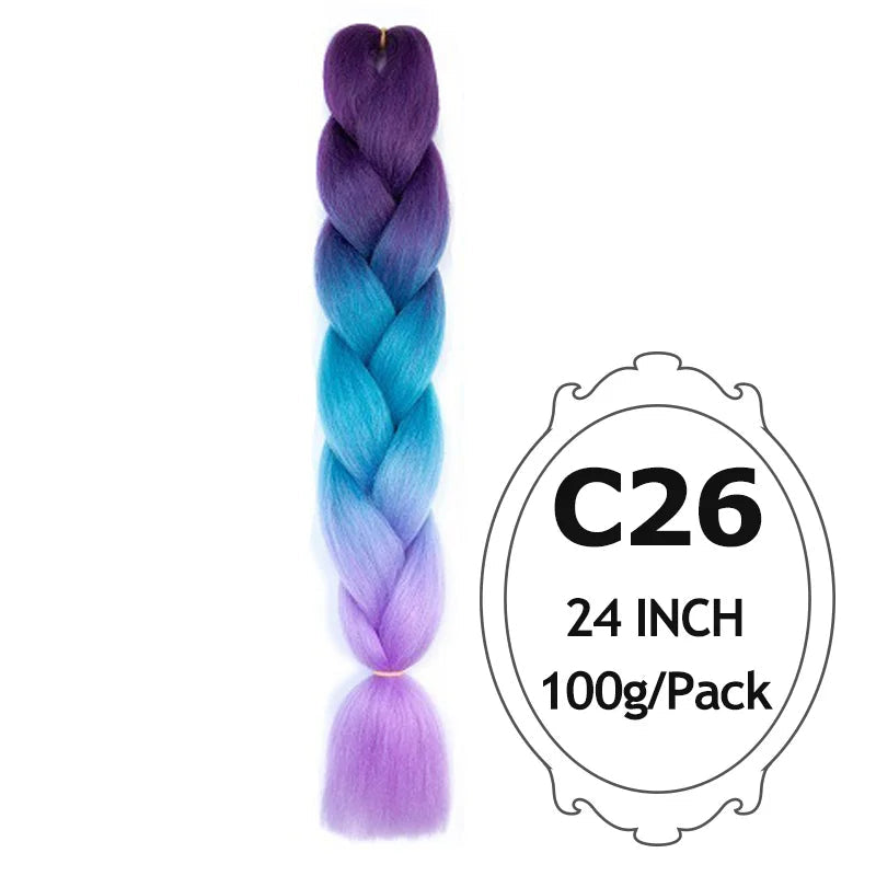 24 Inch Ombre Jumbo Braiding Hair – 5 Packs Yaki Texture Synthetic Extensions for Box Braids