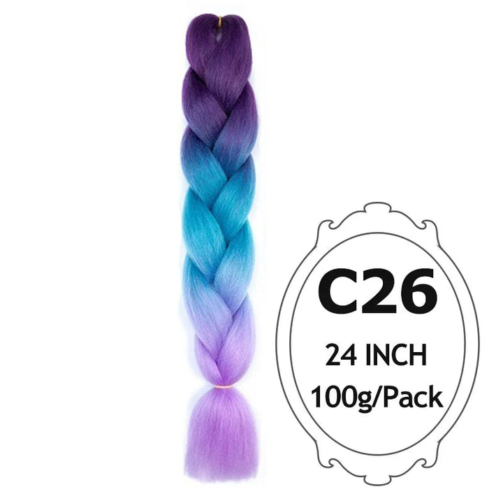 24 Inch Ombre Jumbo Braiding Hair – 5 Packs Yaki Texture Synthetic Extensions for Box Braids