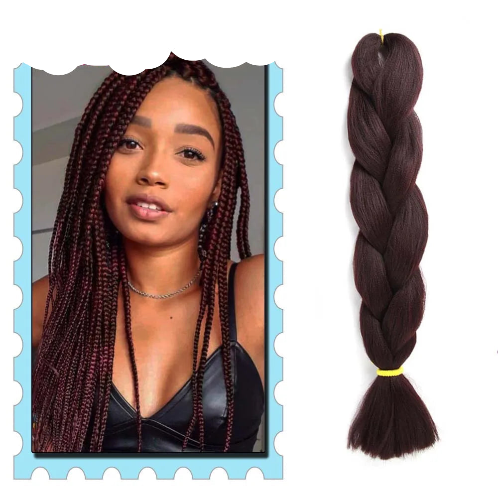 Braiding Hair Extensions for Women 4 Packs 24Inch High Temperature Ombre Jumbo Synthetic Braiding Hair for Twist Crochet Braids