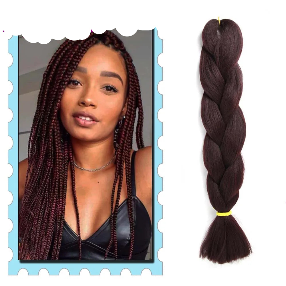 3/4/5/6 Packs Jumbo Braiding Hair 24 Inch Purple Jumbo Braids Hair Extensions for Women Synthetic Fiber Pink Blue Red Braid Hair