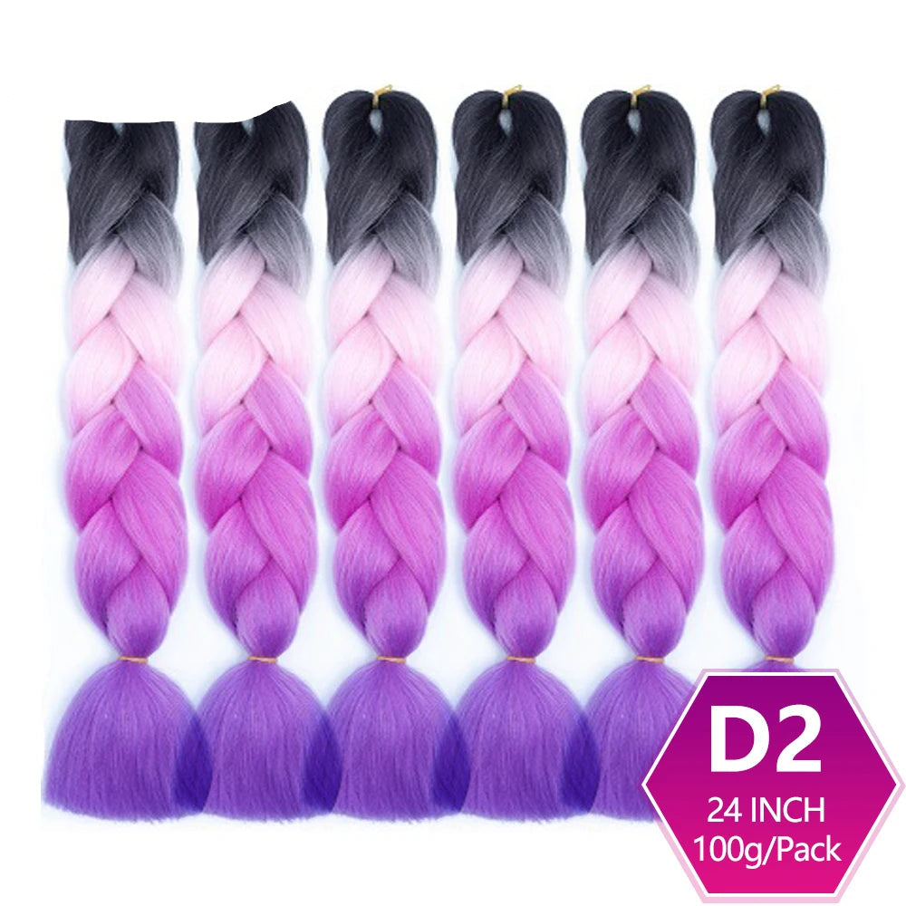 6 Packs 24 Inch Ombre Jumbo Braiding Hair – High-Temperature Synthetic Extensions for Twist & Crochet Braids