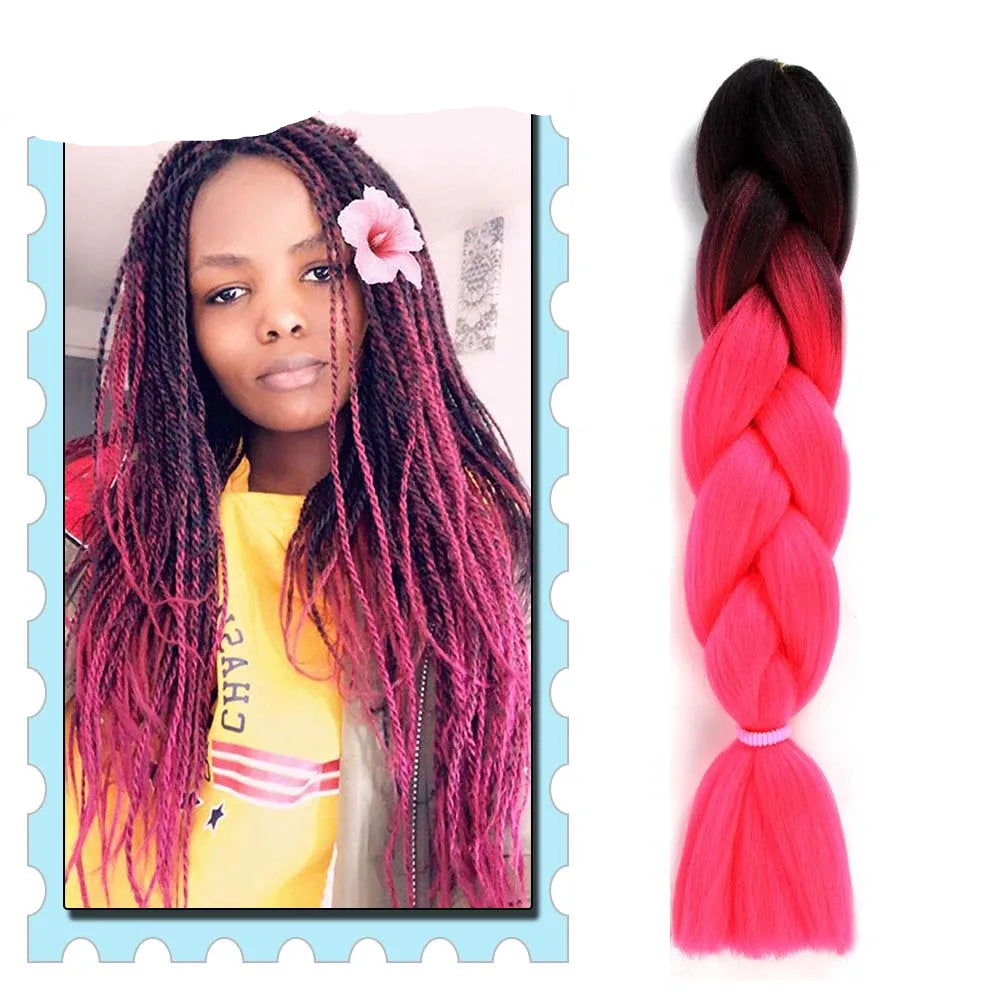 Synthetic Braiding Hair 24 Inch – Kanekalon Ombre Pre-Stretched Jumbo Braids