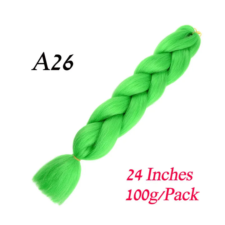 24 Inch Synthetic Ombre Jumbo Braiding Hair – DIY Braid Extensions for Women (Purple/Pink/Yellow/Red)