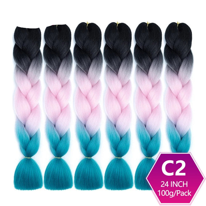 6 Packs 24 Inch Ombre Jumbo Braiding Hair – High-Temperature Synthetic Extensions for Twist & Crochet Braids